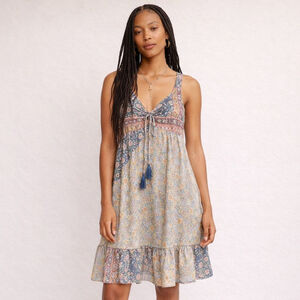 Earthbound Gold Metallic Floral Midi Dress Sz XL